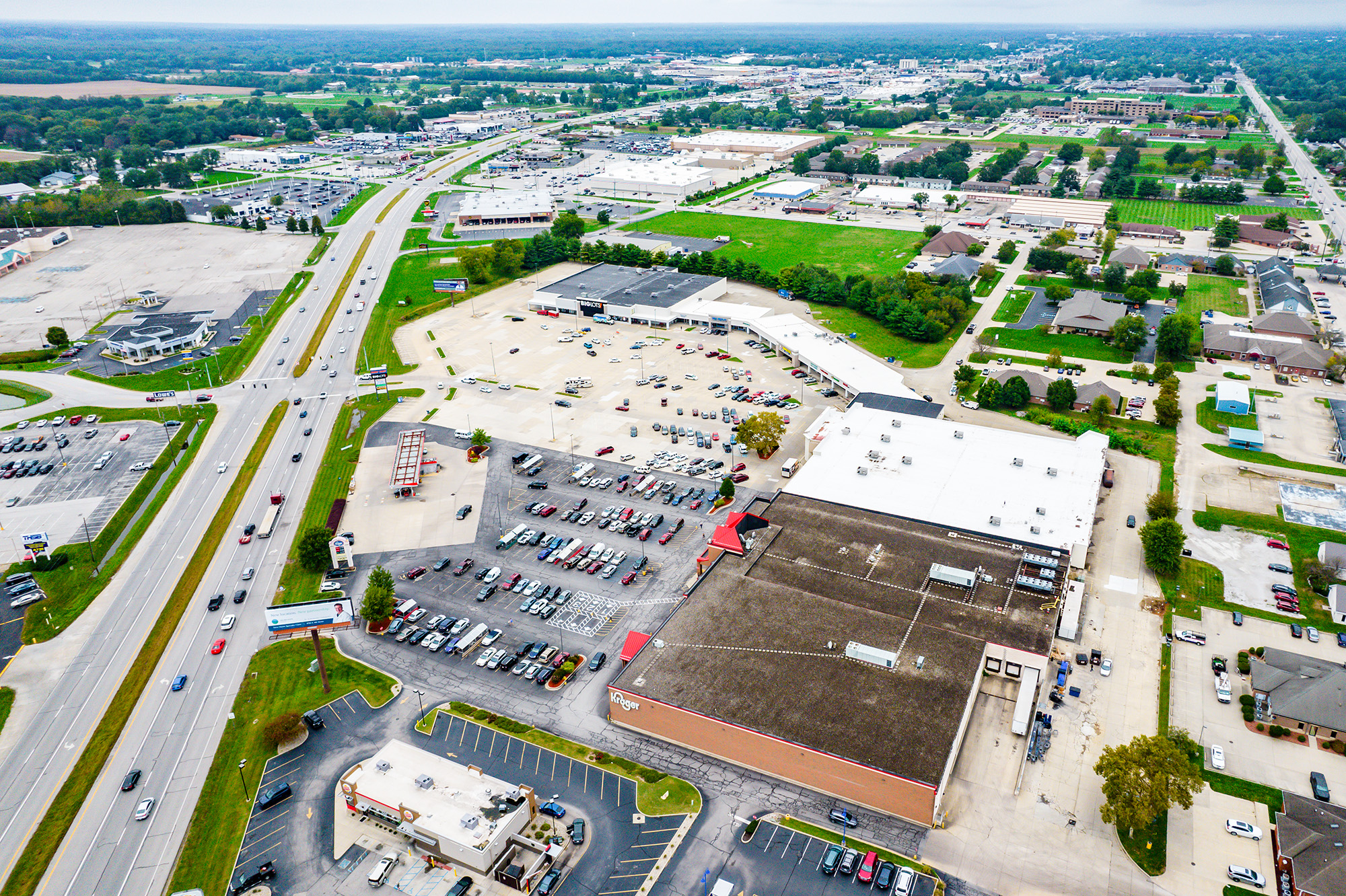 Wabash Valley Plaza Big Lots & Hobby Lobby Anchored Kroger Shadowed